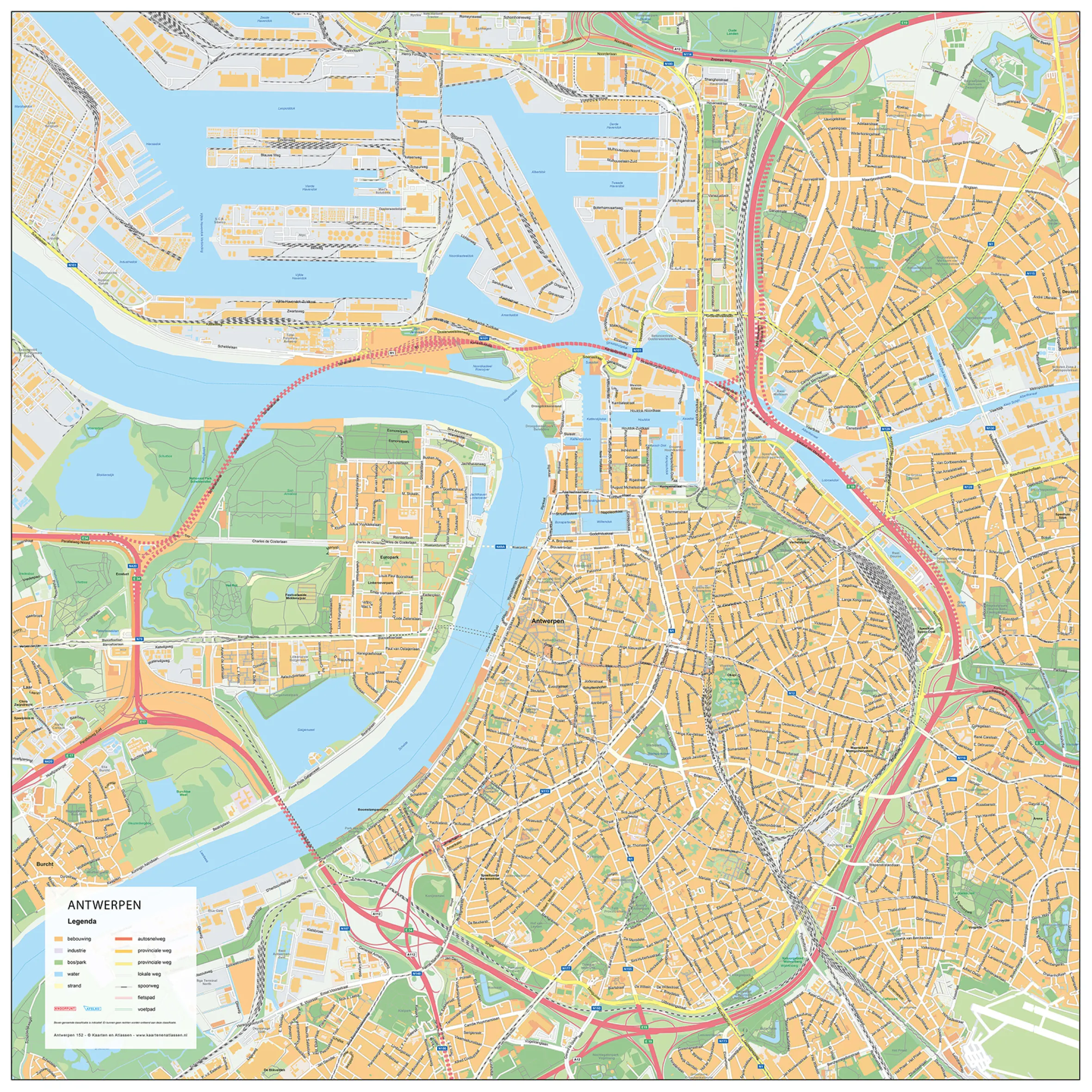 Straatnamenkaart Antwerpen Stadskaart 152