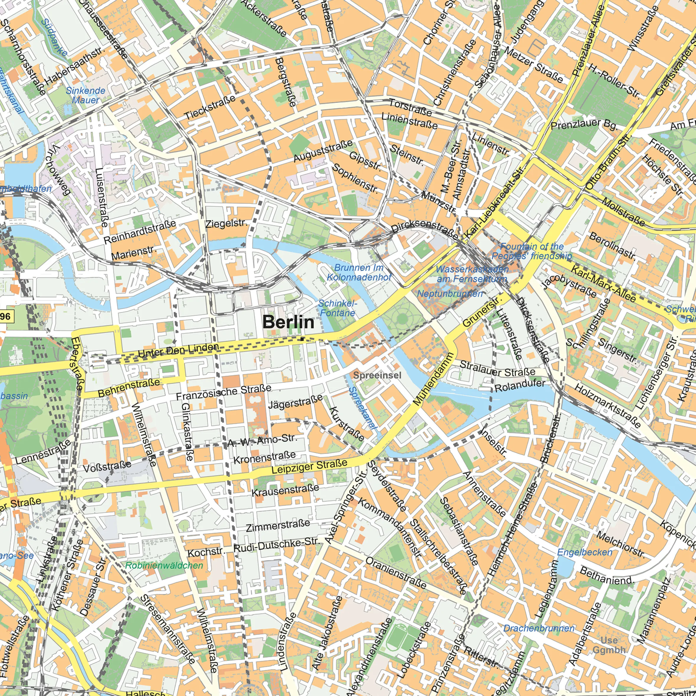 Straatnamenkaart Berlijn / Berlin Stadskaart 1870