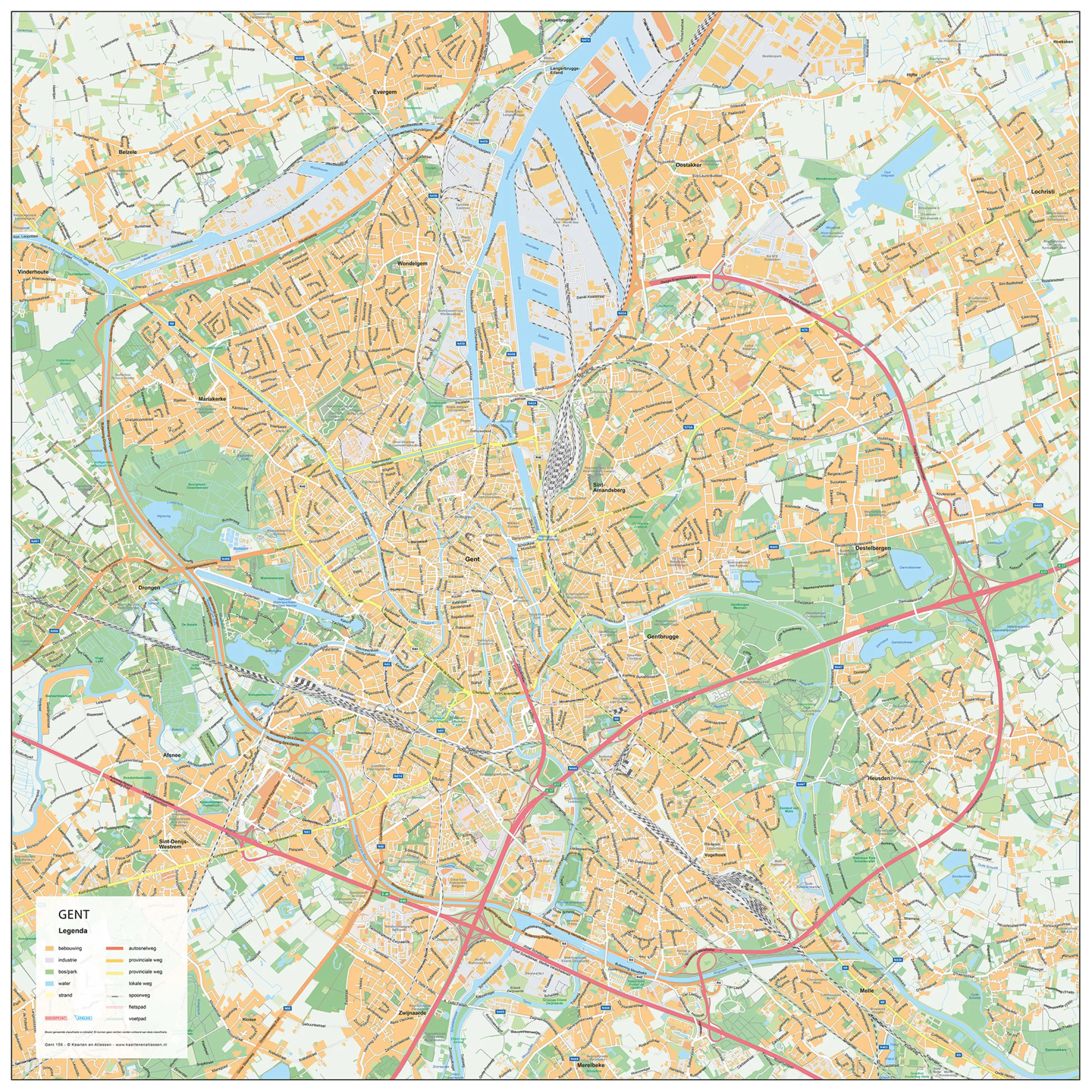 Straatnamenkaart Gent Stadskaart 156