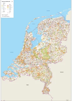 Strakke Nederlandkaart – variant zonder buitenland 1823