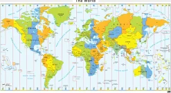 Tijdzone wereldkaart Engels 262