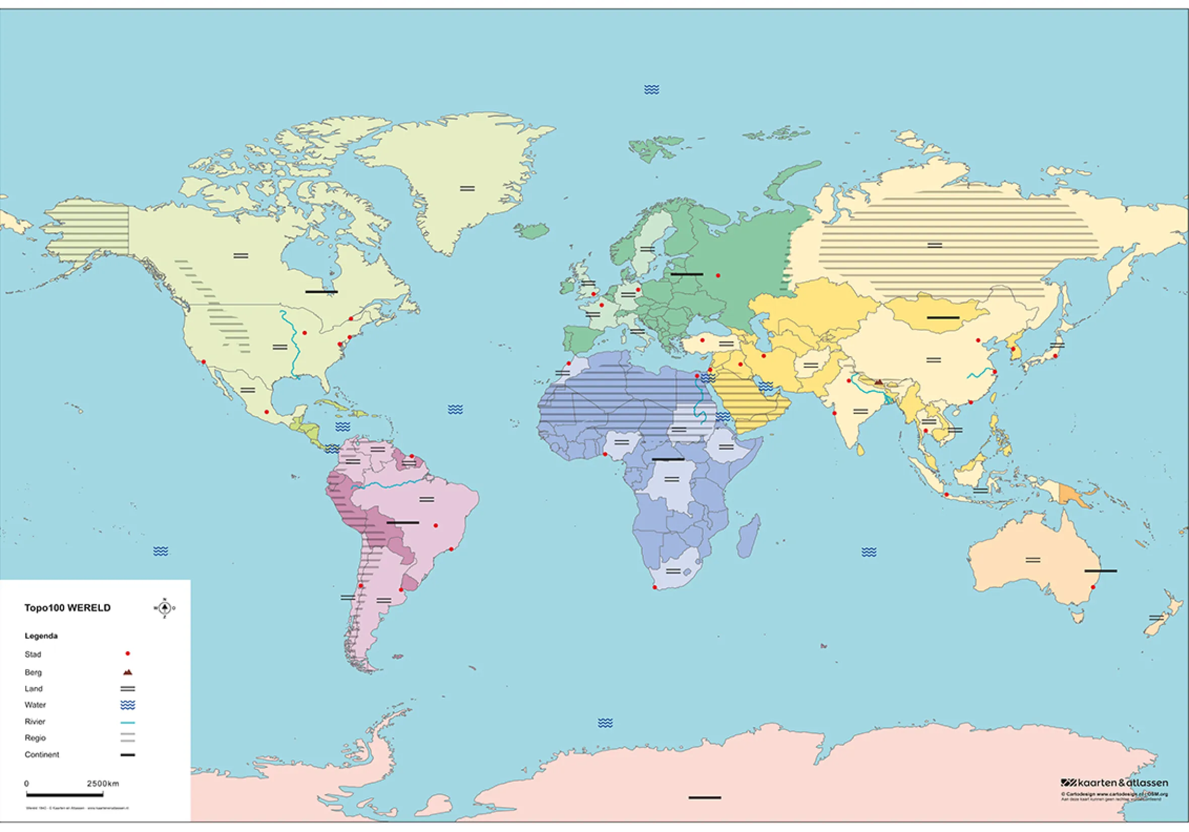 TOPO100 Blinde Kaart Wereld 1840