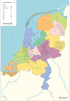 TOPO100 Dubbelzijdige Schoolkaart Nederland 1843