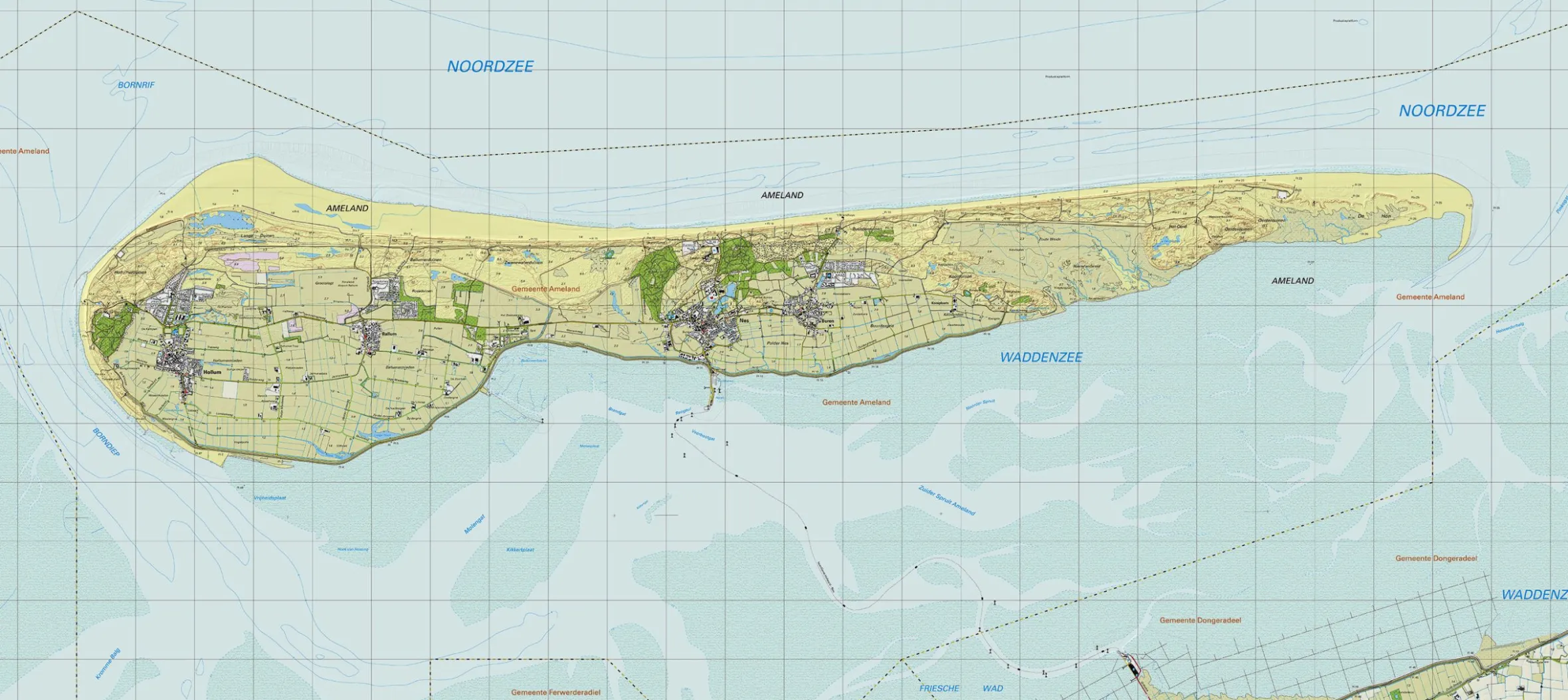 Topografische kaart Ameland (wandkaart)