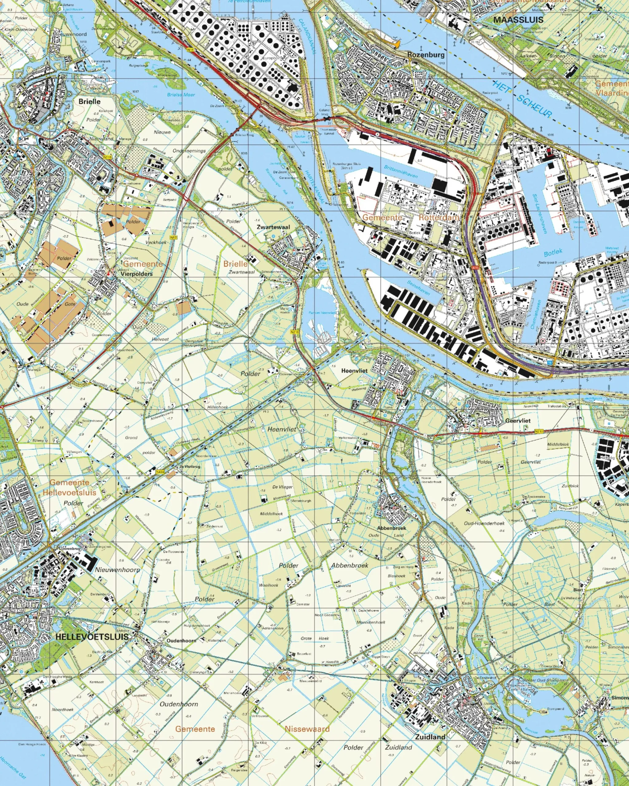 Topografische Kaart 37D Brielle