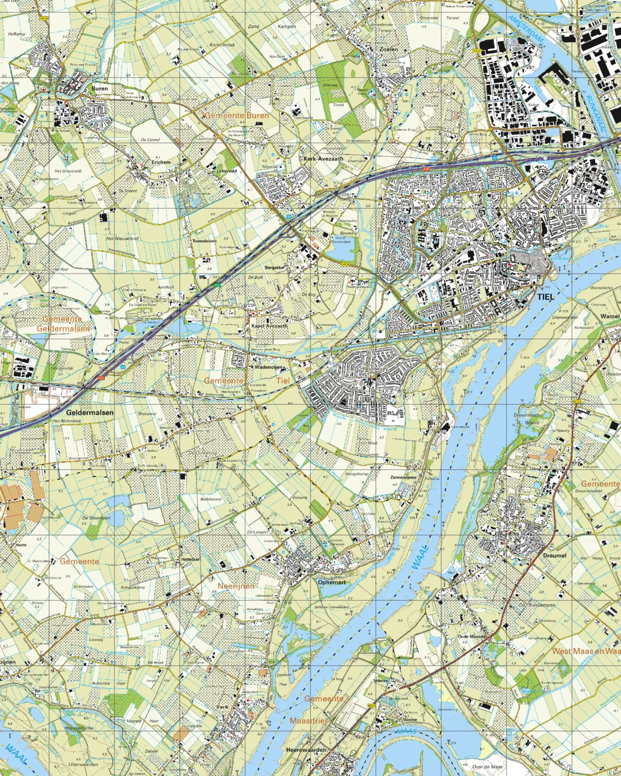 Topografische Kaart 39D Tiel