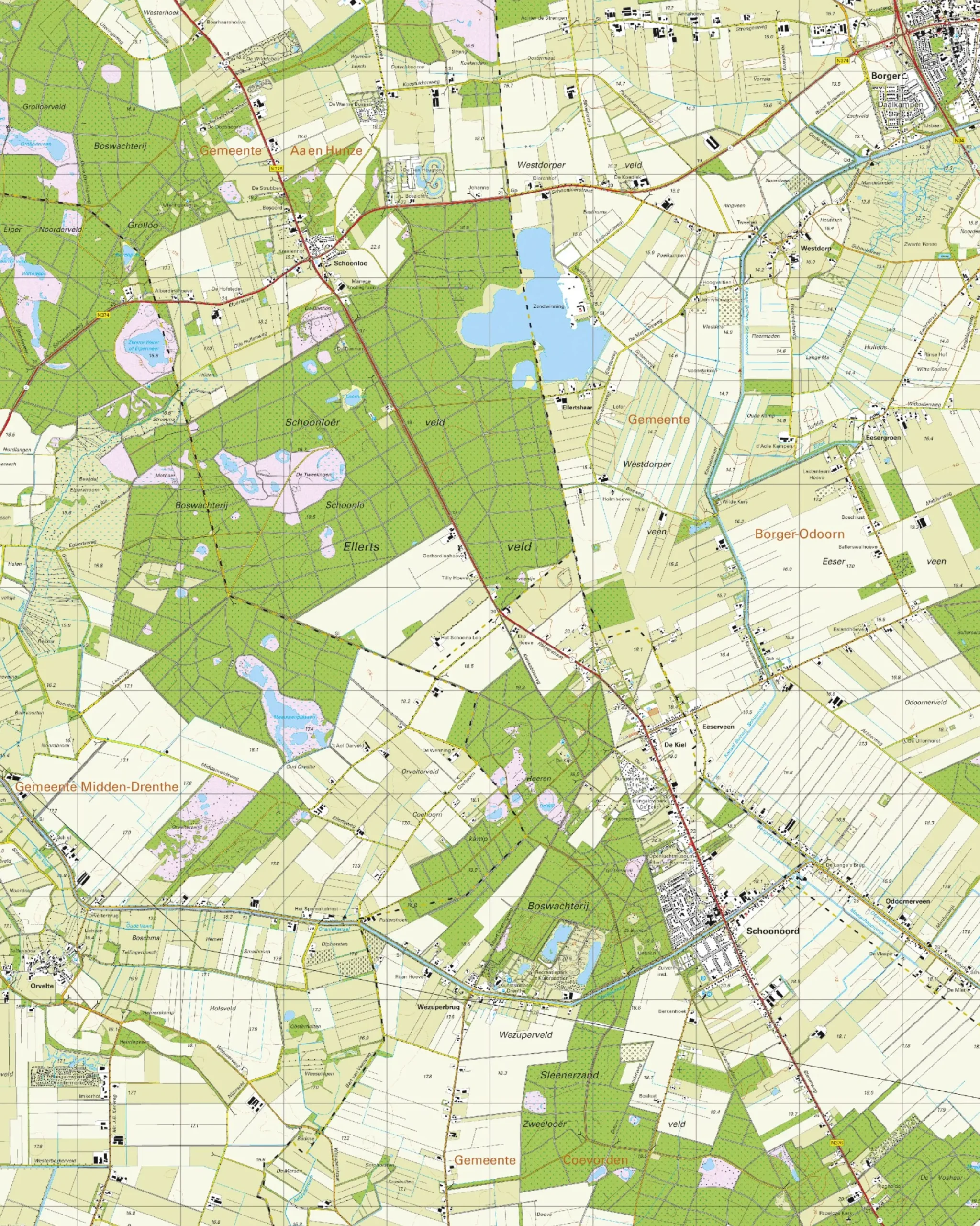 Topografische Kaart 17E Schoonoord