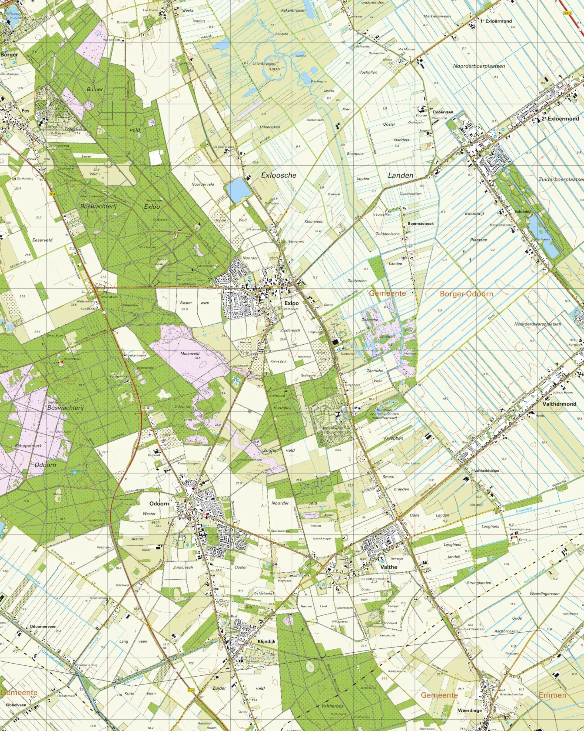 Topografische Kaart 17F Exloo