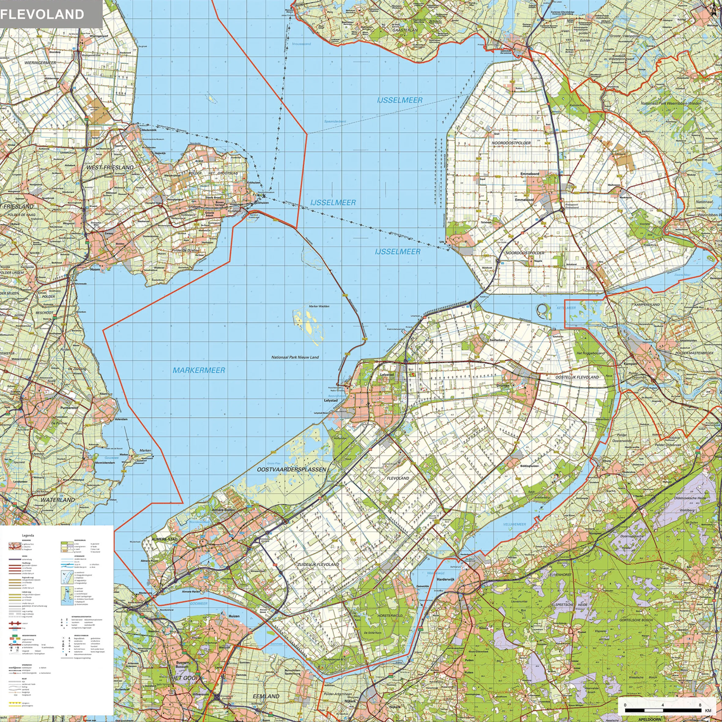Topografische kaart Flevoland 1:100.000 – 1475ZM