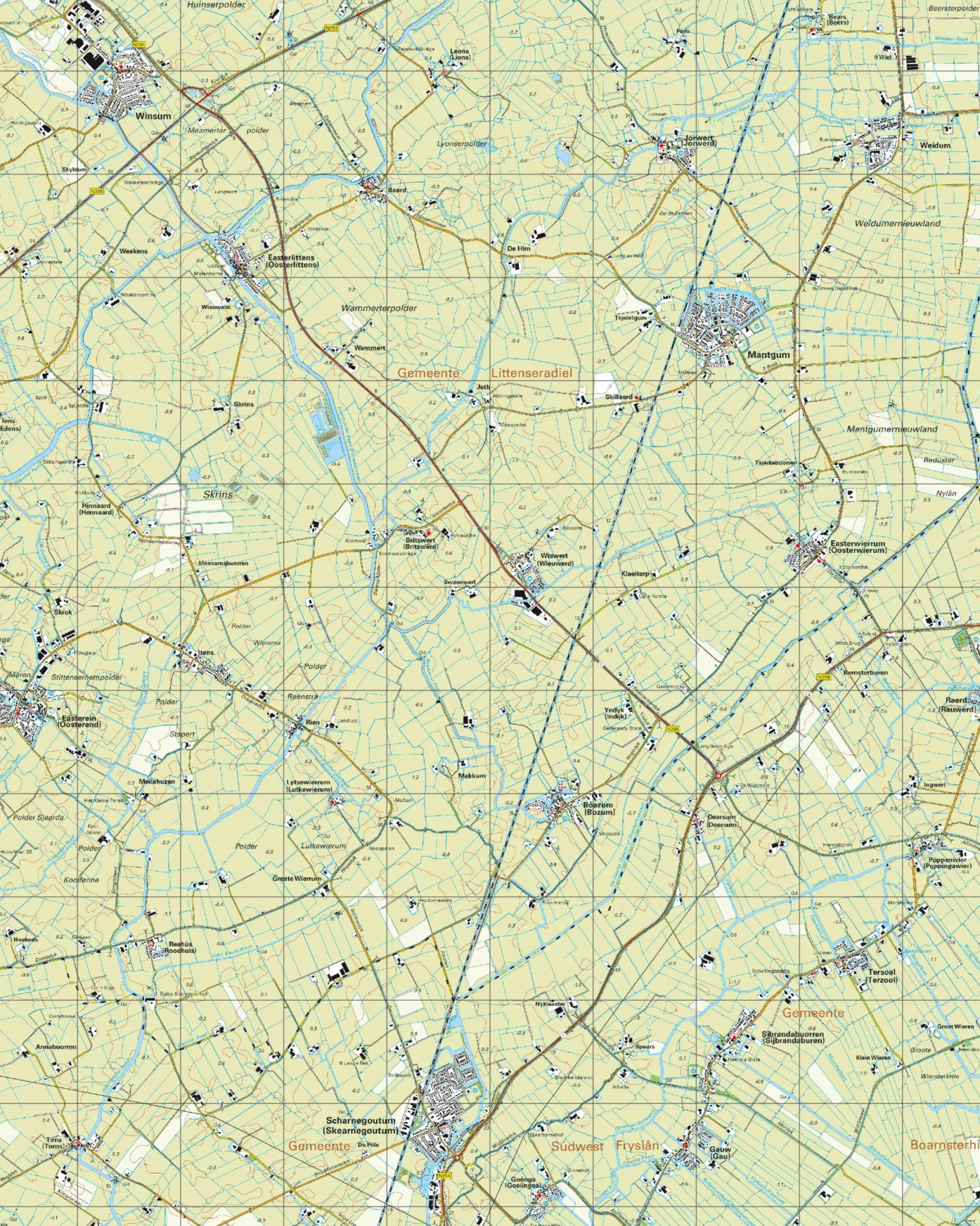 Topografische Kaart 10F Mantgum