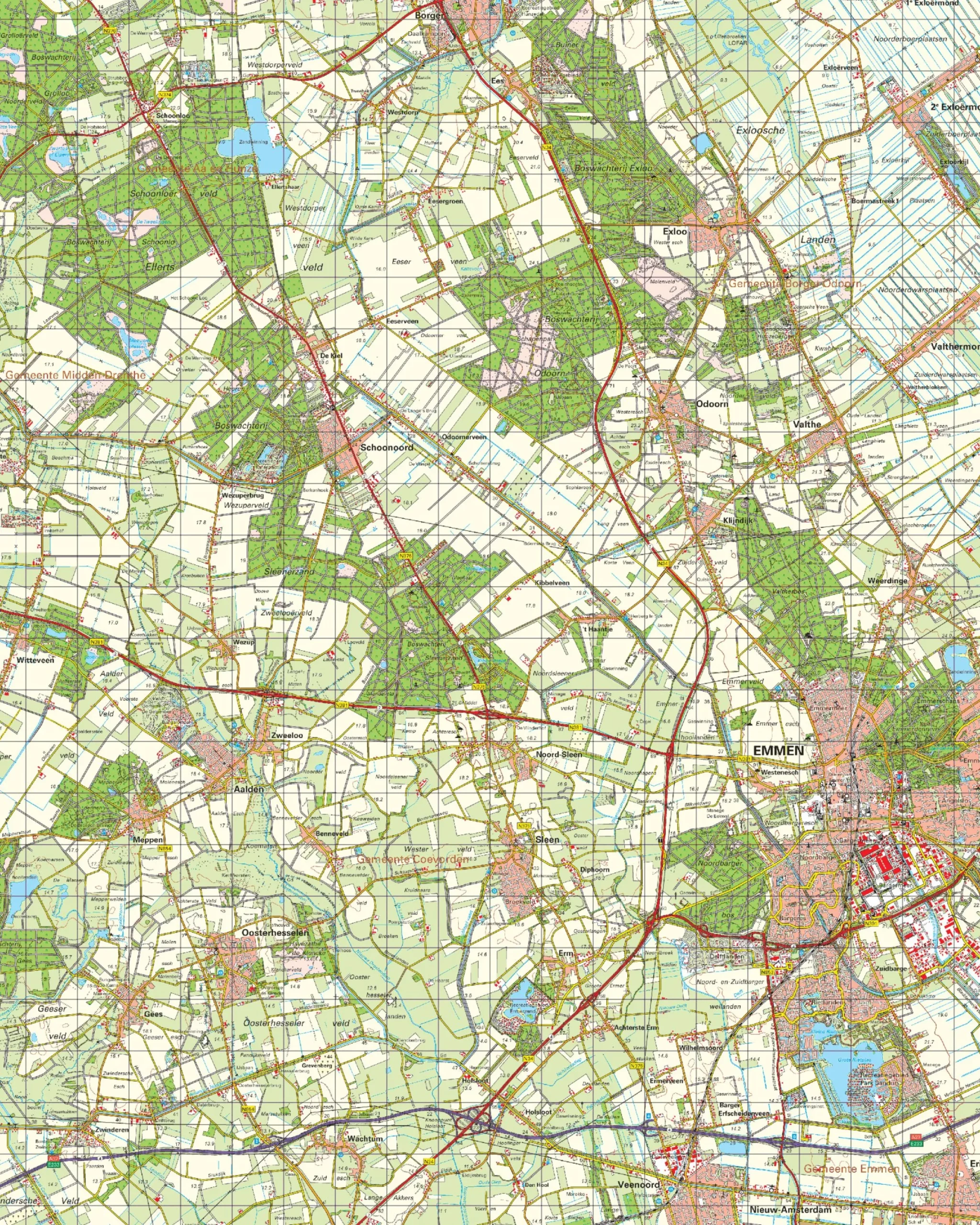 Topografische Kaart 17 Oost Emmen