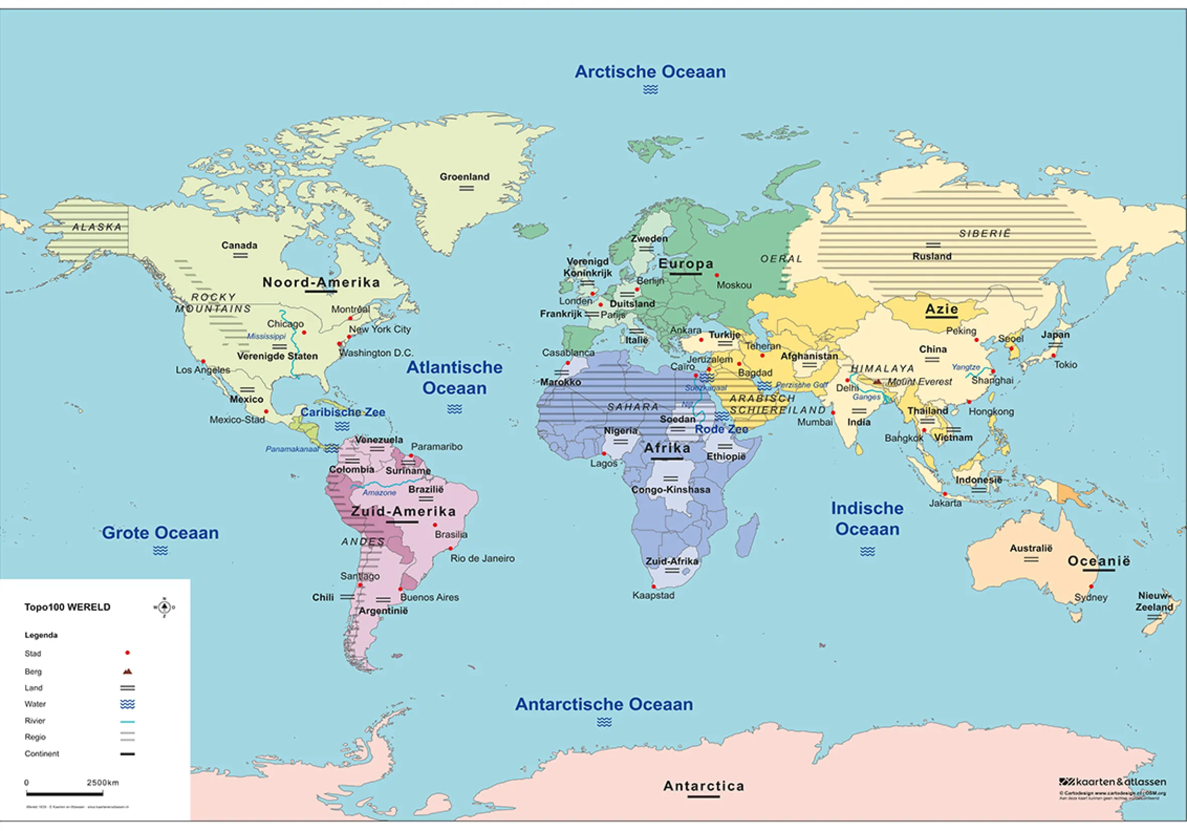 TOPO100 Schoolkaart Wereld 1839
