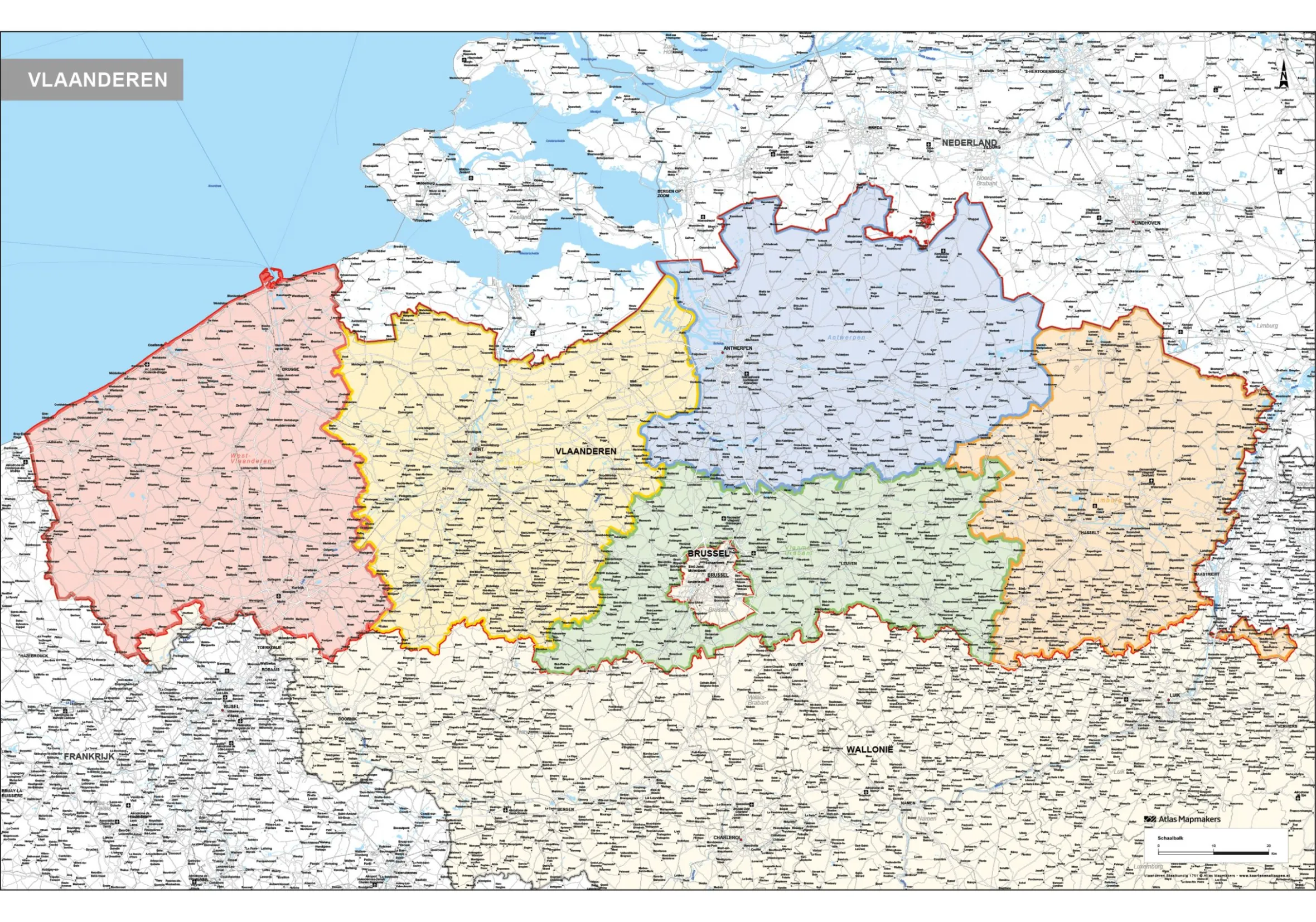 Vlaanderen Staatkundige Kaart 1751