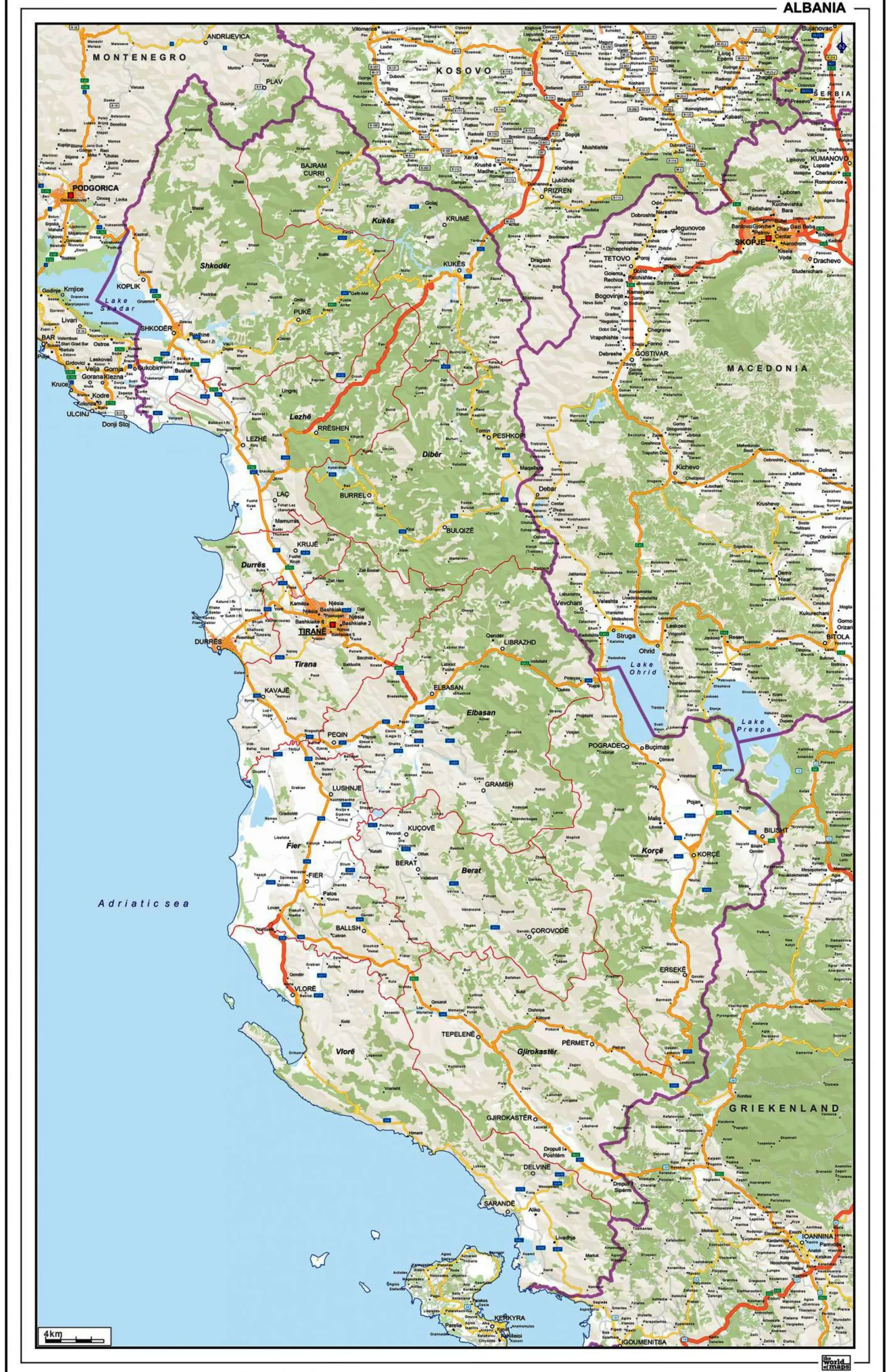 Wegenkaart Albanië 1363