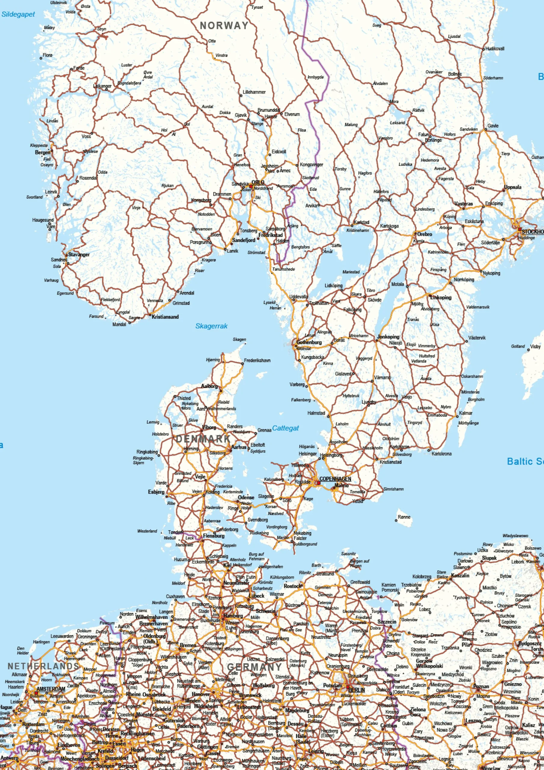 Wegenkaart Europa 1599
