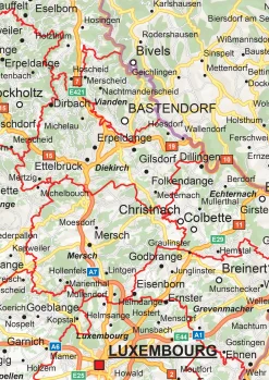Wegenkaart Luxemburg 1369