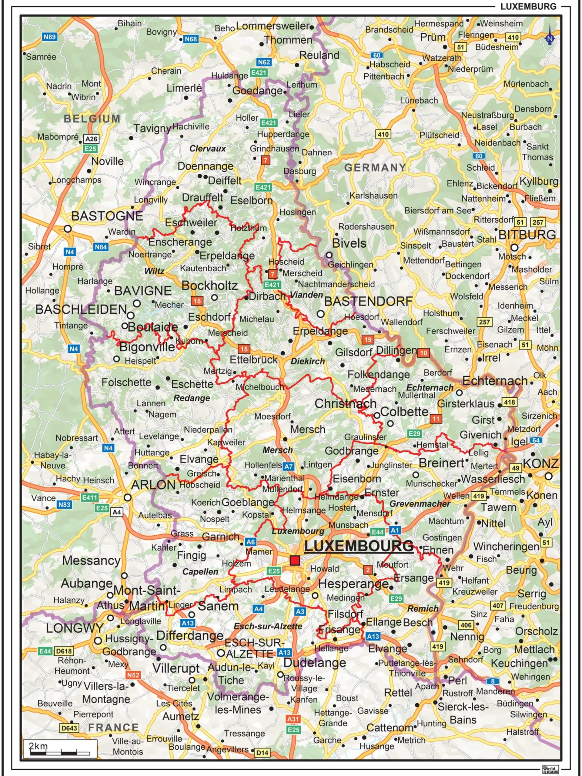 Wegenkaart Luxemburg 1369
