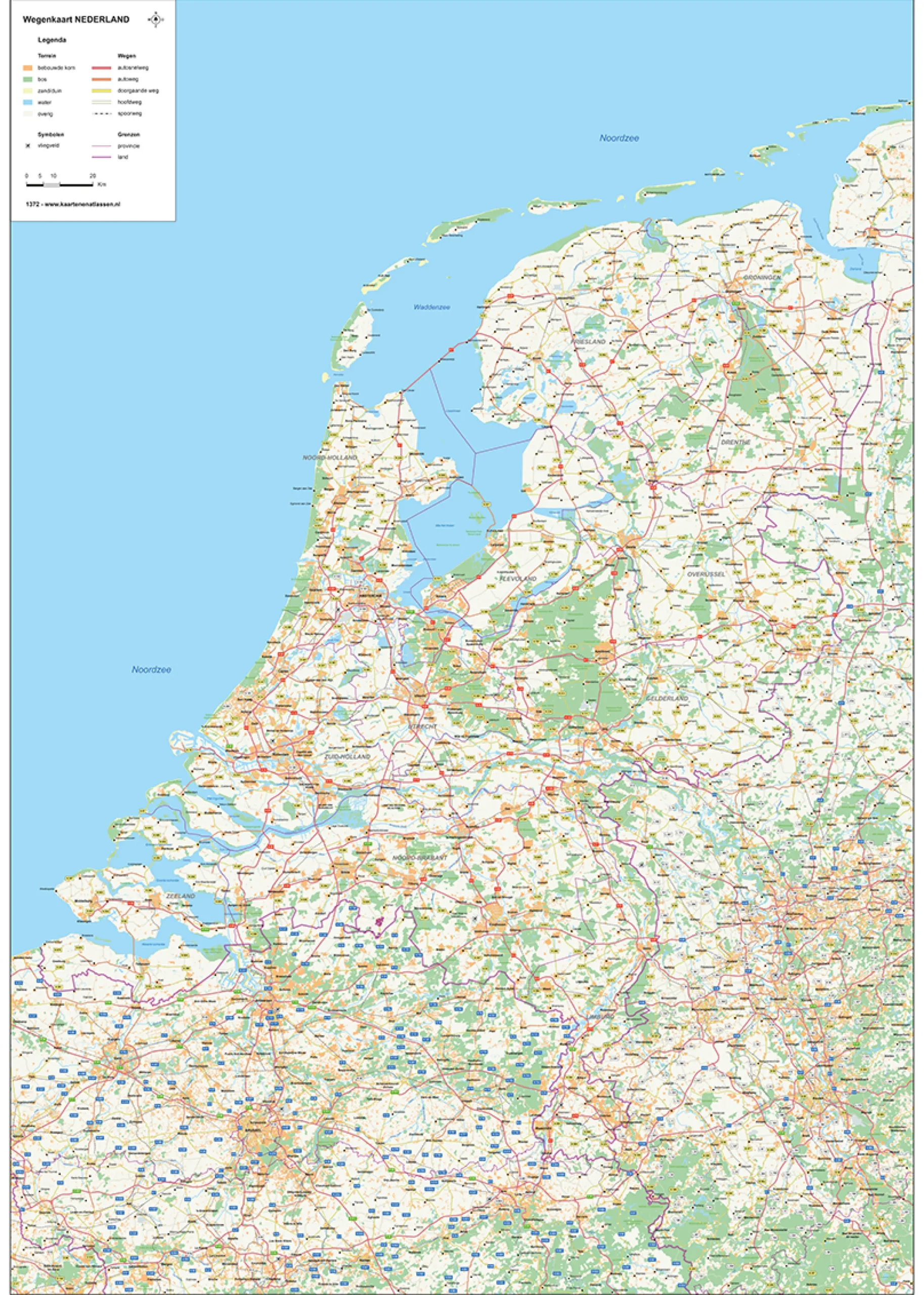 Wegenkaart Nederland 1372