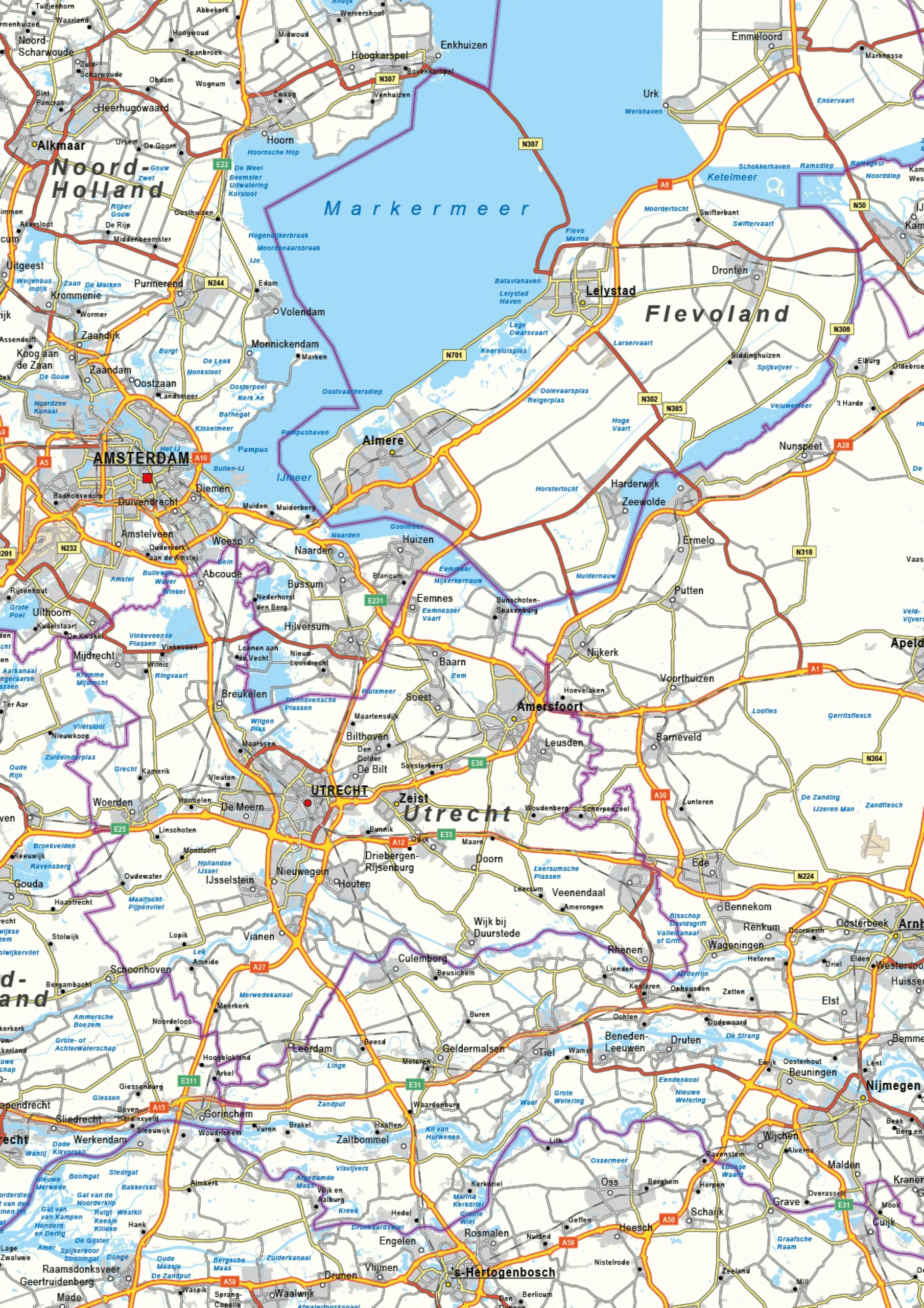 Wegenkaart Nederland 1689