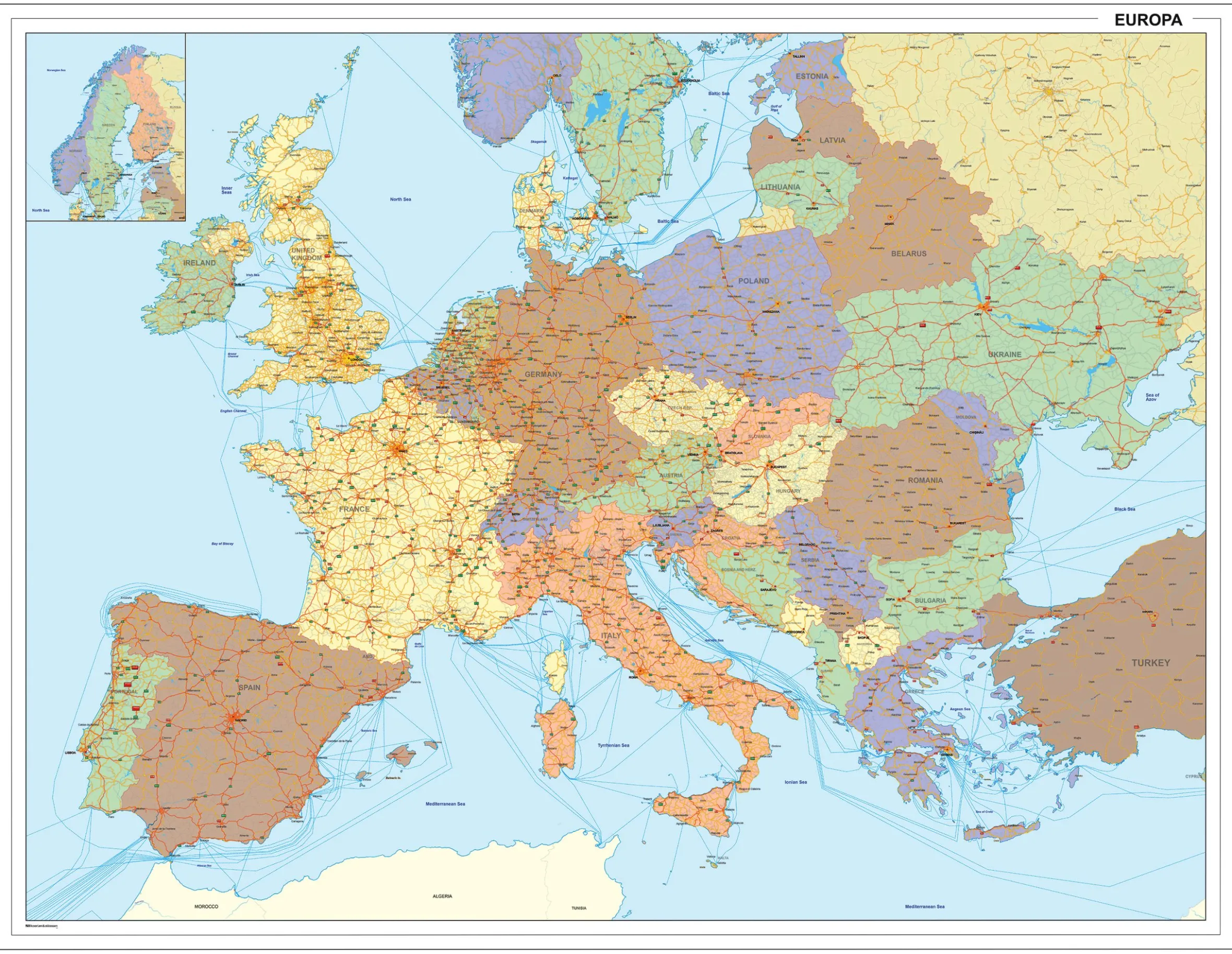 Wegenkaart van Europa 1410