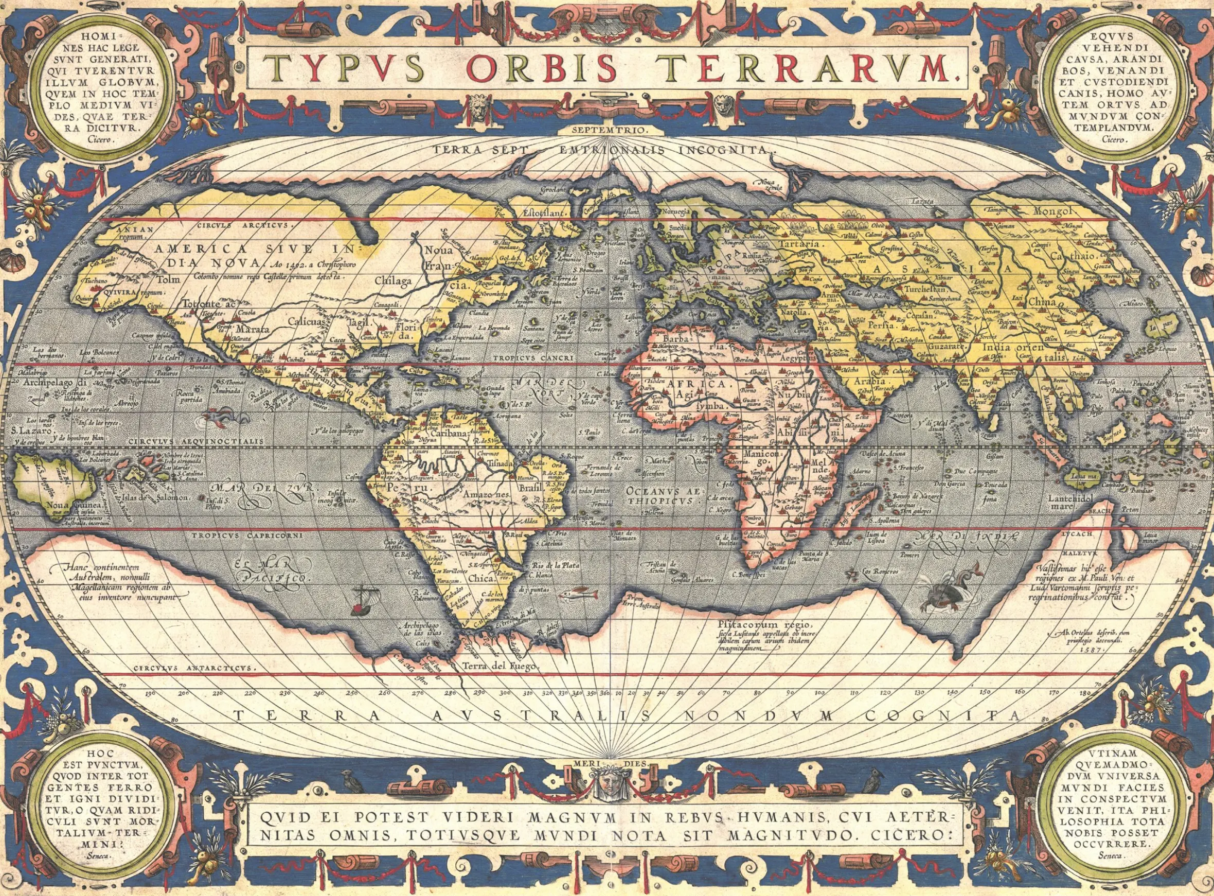 Wereldkaart Anno 1592 Abraham Ortelius