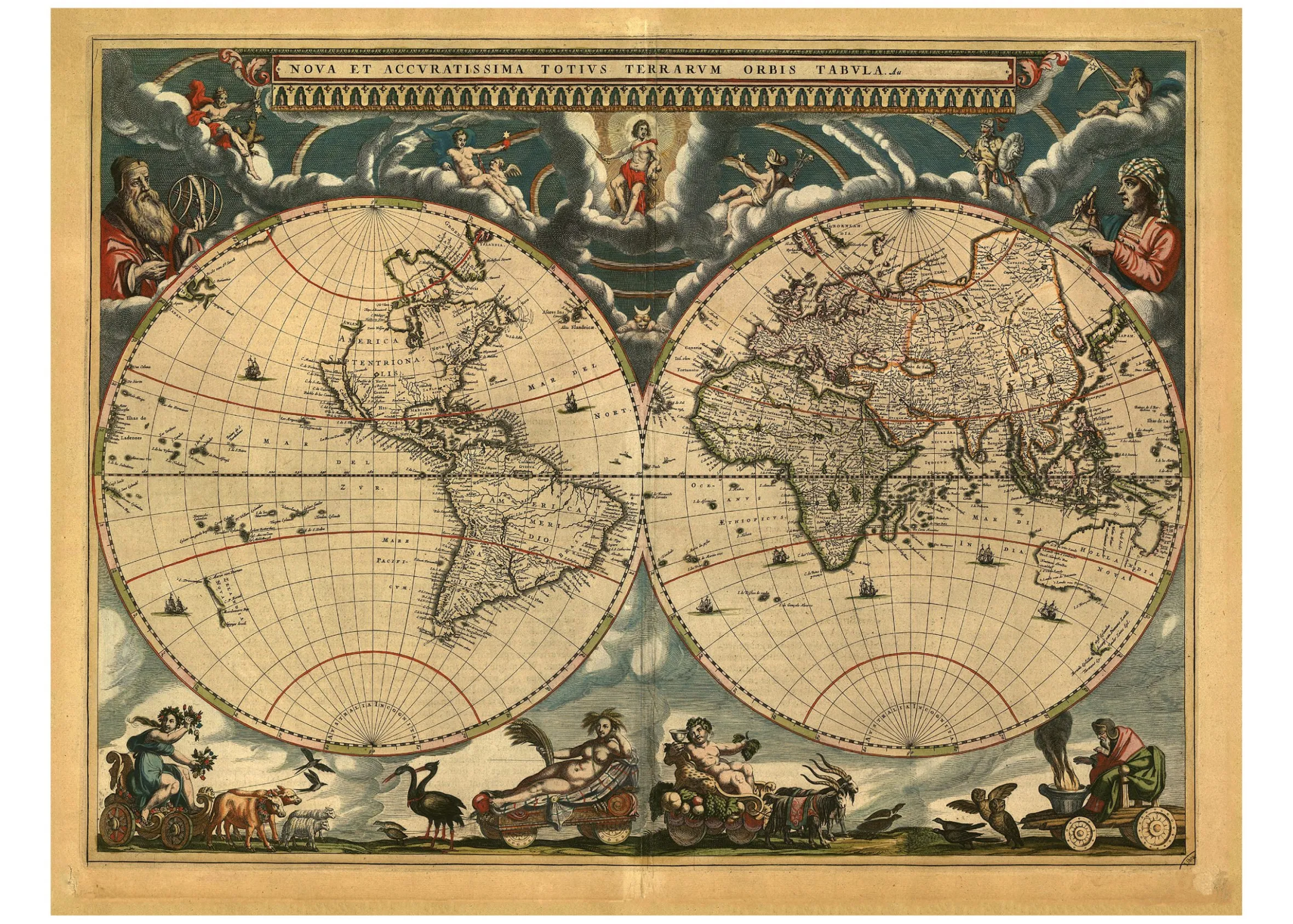 Wereldkaart Anno 1664 Blaeu