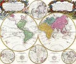 Wereldkaart Anno 1746 George Maurice Lowitz