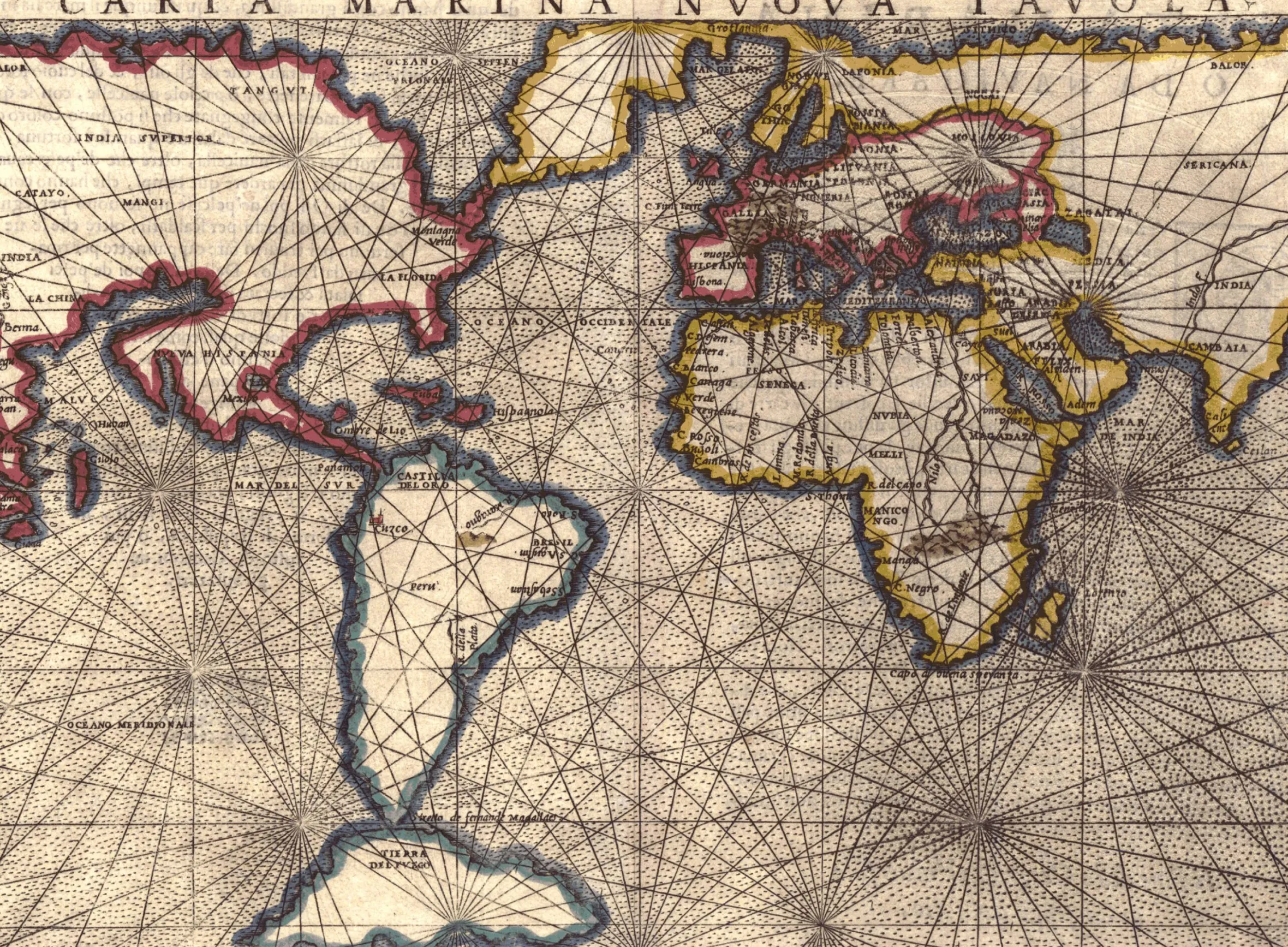 Wereldkaart Anno 1561 Girolamo Rusceli