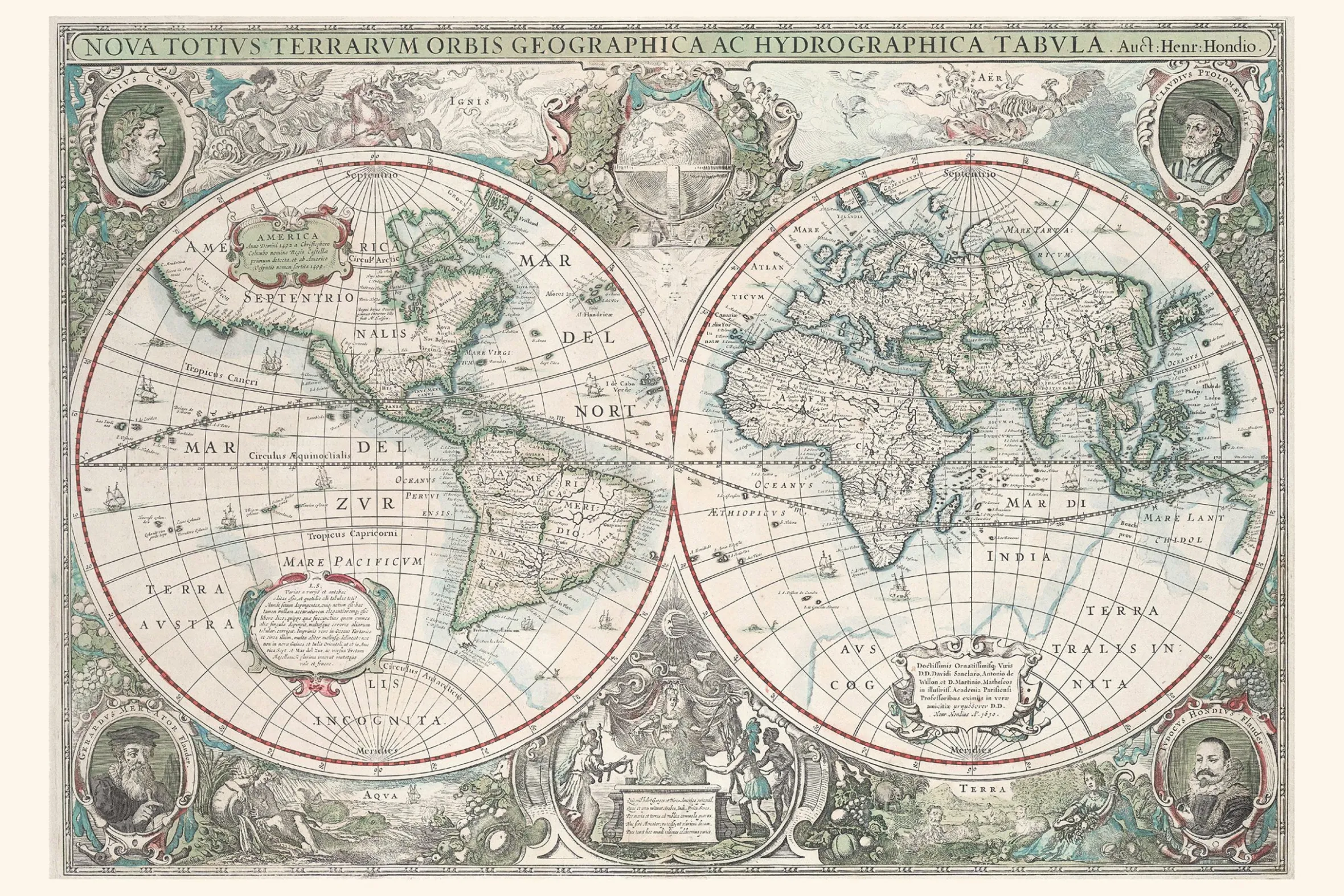 Wereldkaart Anno 1630 Hondius