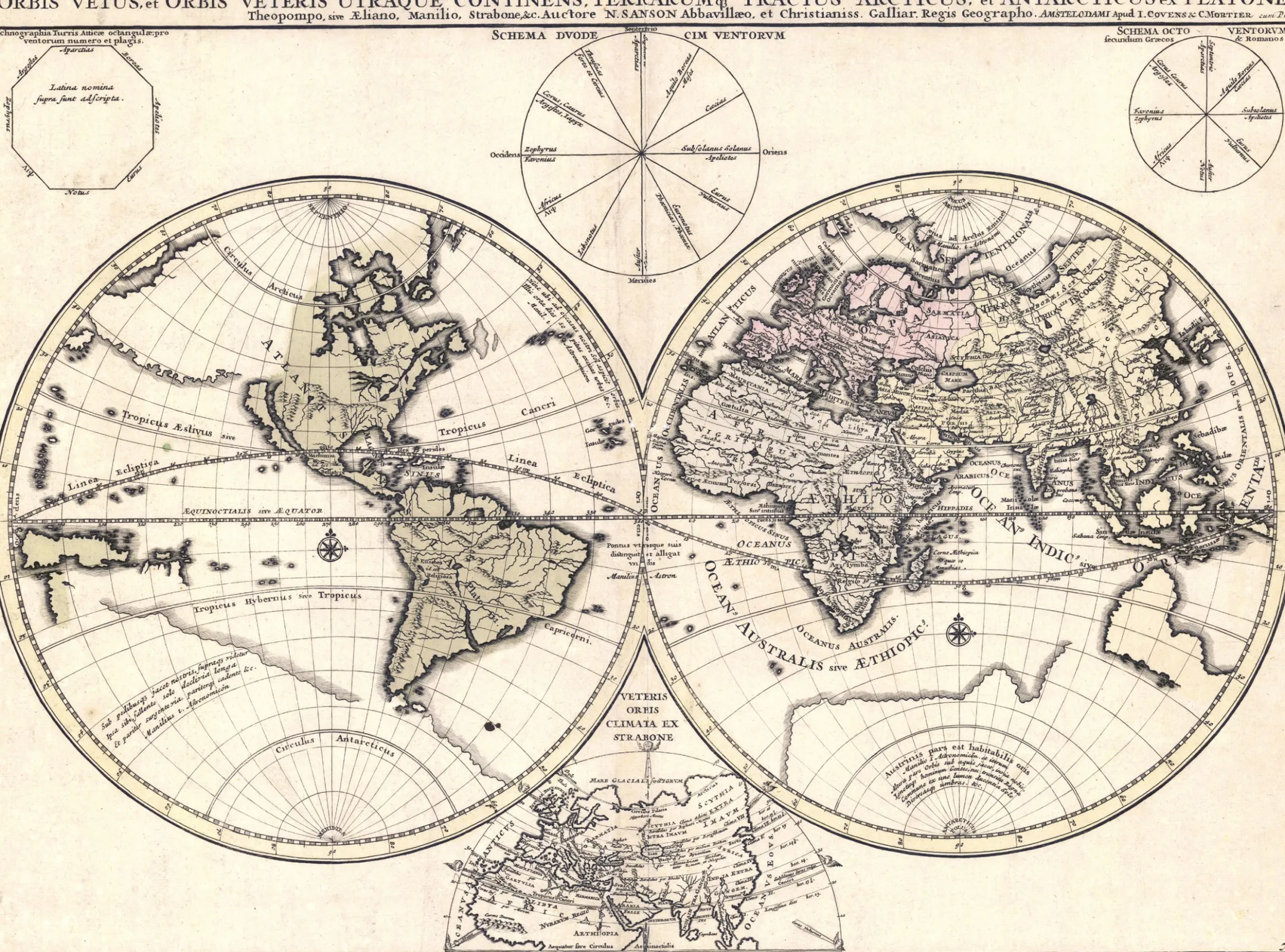 Wereldkaart Anno 1684 Nicolas Sanson