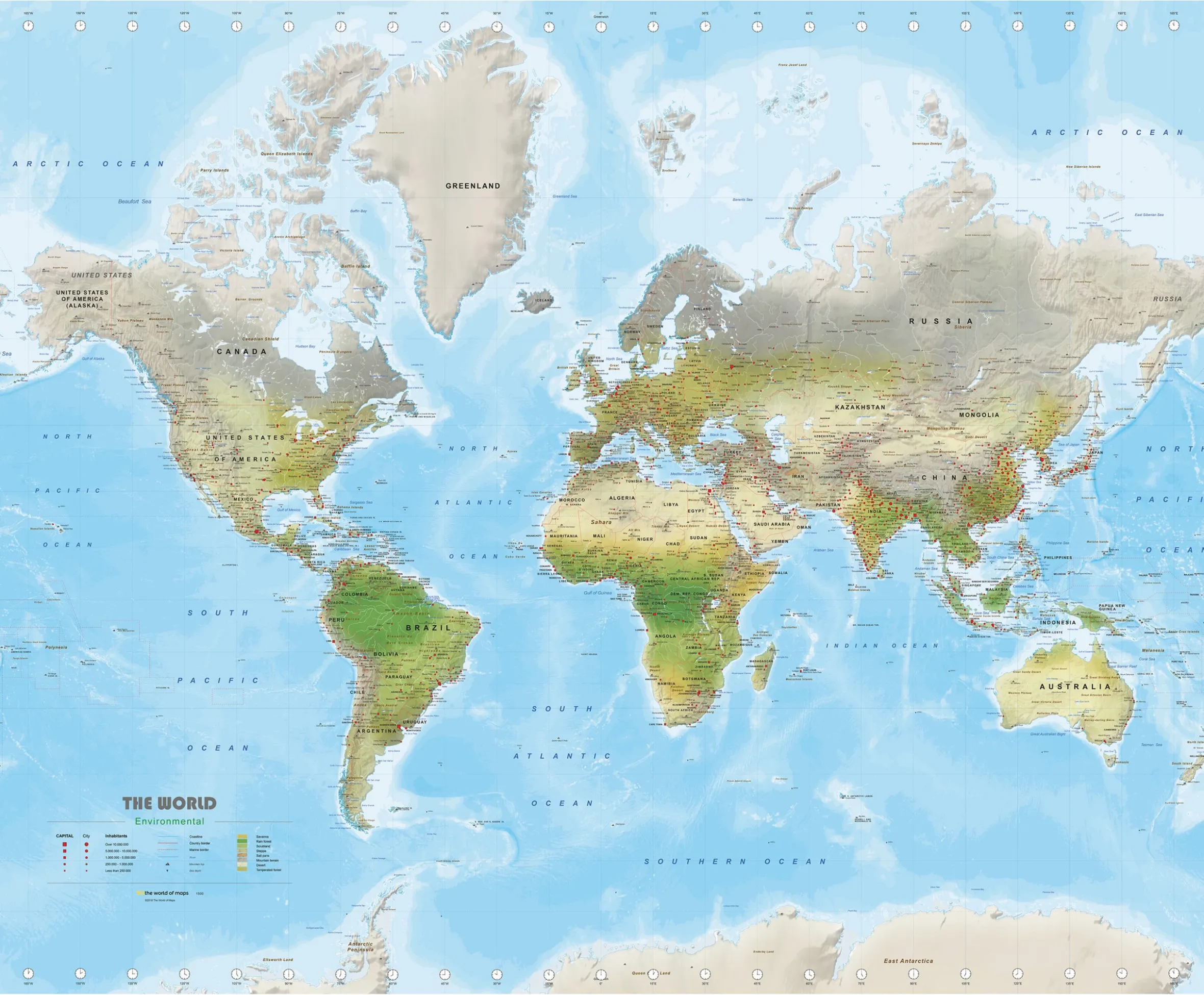 Wereldkaart Environmental Large 1500