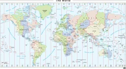 Wereldkaart Tijdzone Engels 261