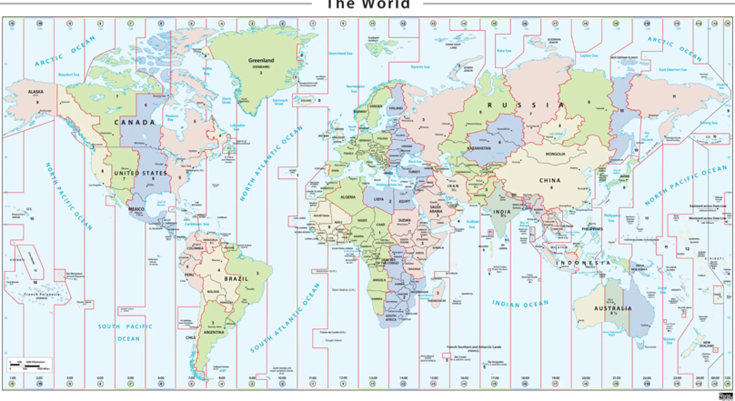 Wereldkaart Tijdzone Engels 261
