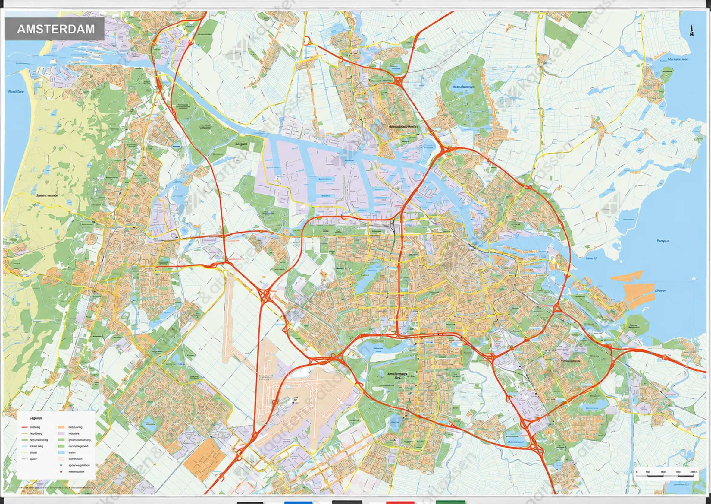 Whiteboard Gedetailleerde Kaart Groot Amsterdam IJmond WB1685