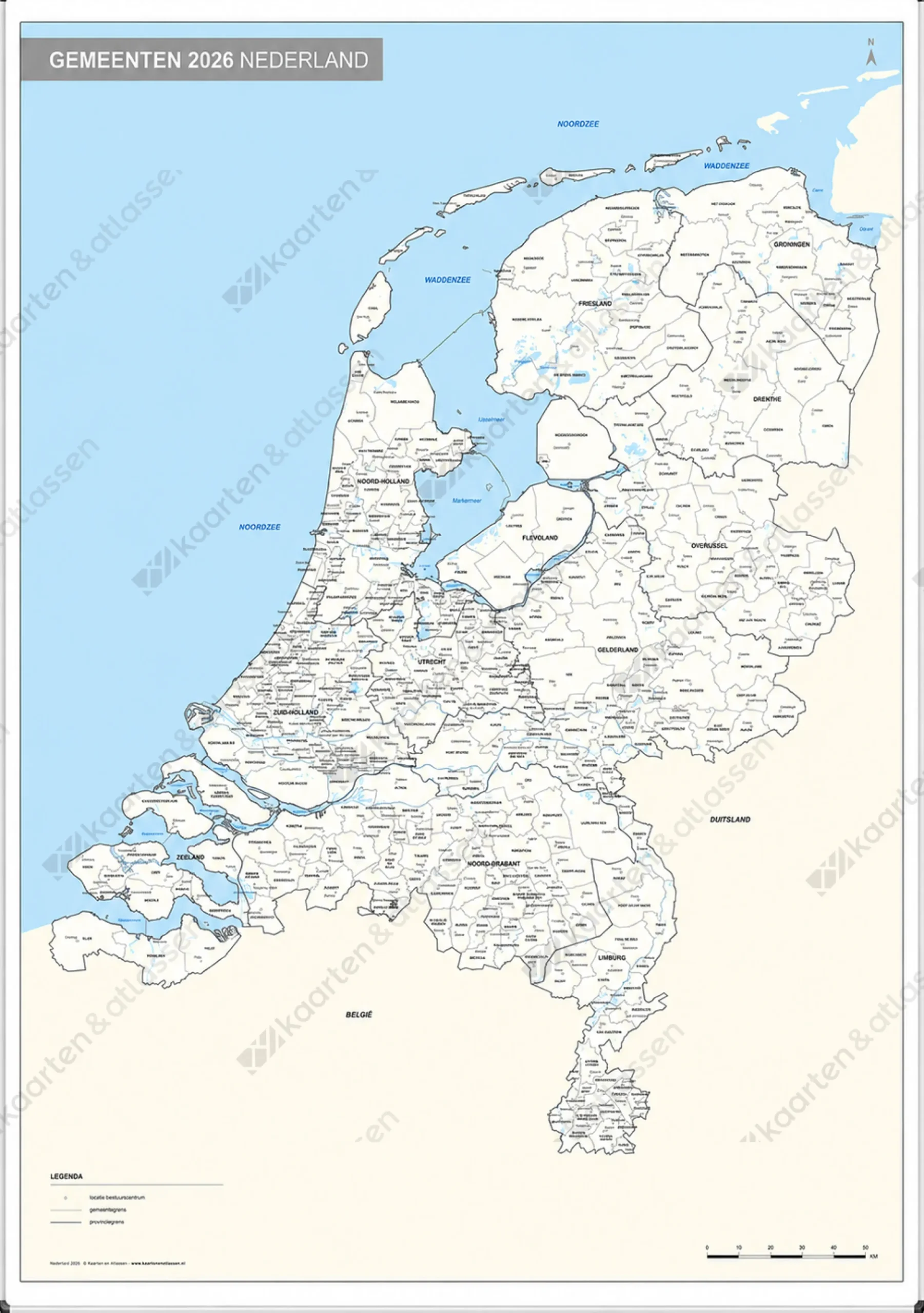 Whiteboard Gemeentekaart Nederland Eenvoudig WB305