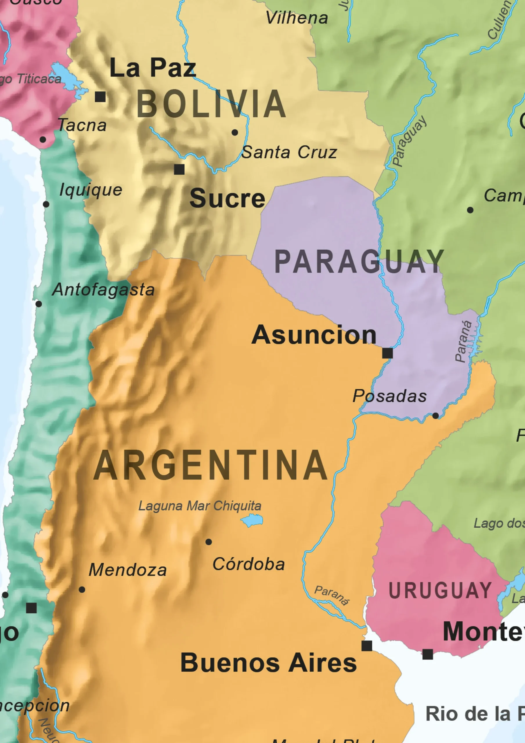 Zuid-Amerika kaart staatkundig 1516