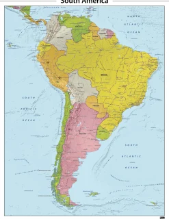 Zuid Amerika reliëf kaart 603