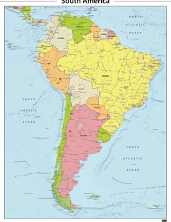 Zuid Amerika staatkundige kaart 604