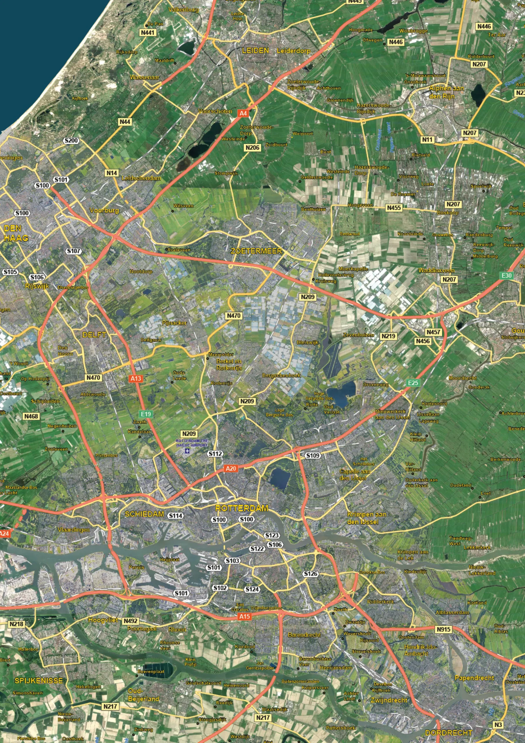Zuid-Holland Satellietkaart 1650