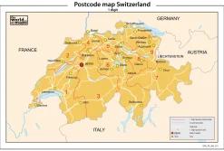 Zwitserland 1-cijferige postcodekaart 210